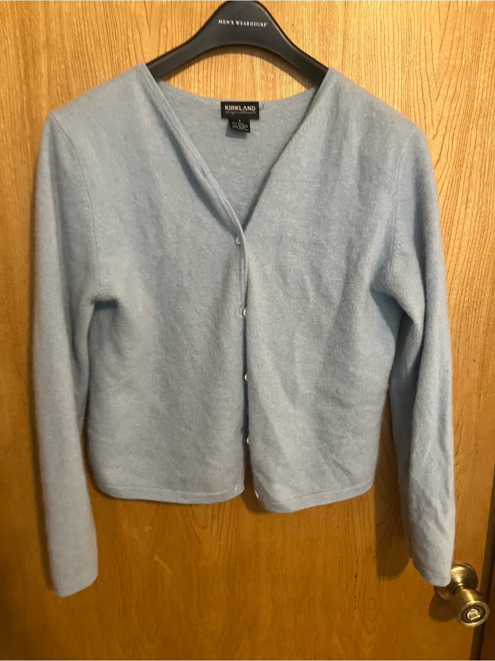 Kirkland Signature Women's Light Blue V-Neck Button Cardigan Sweater